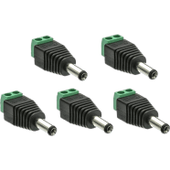Bundle of 5 Pieces DC 12V Adapter Connector Male Jack Power Plug for LED Strip Light and CCTV Camera Easy to Use and Maintain