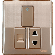VGTEC Internet socket and 2 Pin socket with switch (Platinum series)