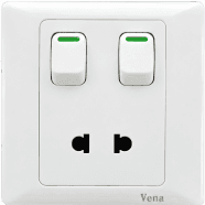 Vena 2 Pin socket with light switch (SL series)