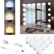 10 Bulbs Dimmable Lights Stick On, 3 Colors Makeup Light, Vanity Lighting Fixtures for Hollywood Mirror (No Mirror Included)