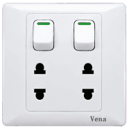 Vena Double 2 Pin socket with switch (SL series)