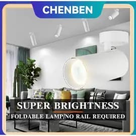 LED Track Lights Set with Rails 30W Wall Spot Light 30 Warm White Flexibly Rotatable Spotlight for Home Lighting Wall Ceiling Lamp Living Room Bedroom Hallway Fence